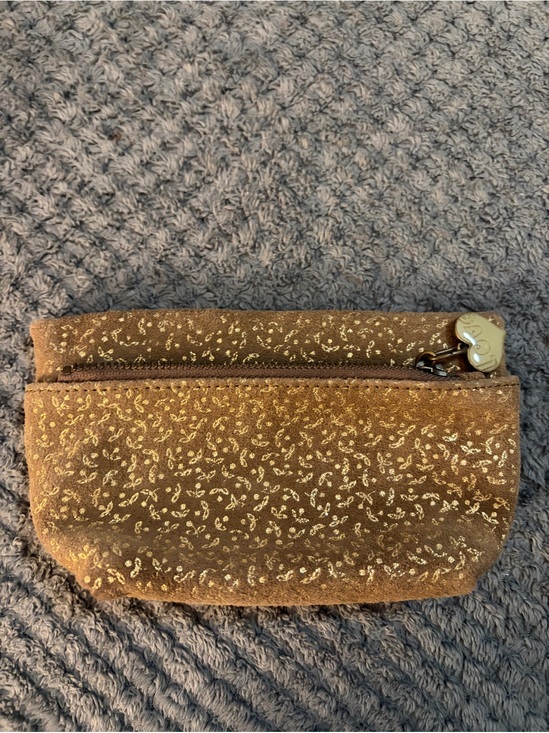 GAP Handbags - GAP Brown Suede Cosmetic Pouch with Gold Fleck